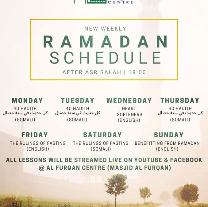 Weekly Ramadan Schedule